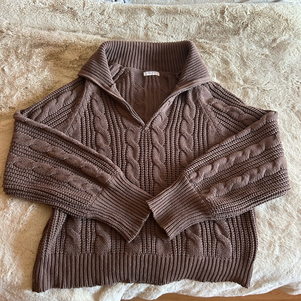 Cozy Brown Cable Knit Sweater